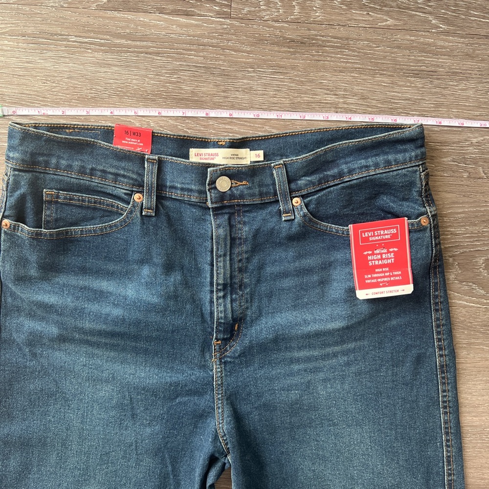 NWT Levi Strauss Signature High Rise Straight Jeans Size 16 W33 Comfort Stretch - Picture 7 of 12